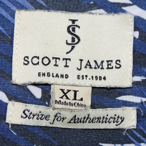 Scott James Men's Navy Blue Short Sleeve T-Shirt with Tropical print XL - Picture 7 of 8
